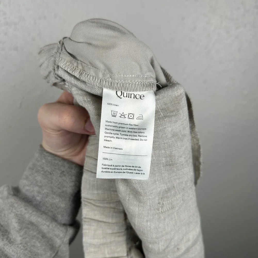 Quince Womens 2X 100% European Linen Pants Flax Pull On Elastic Waist Wide Leg